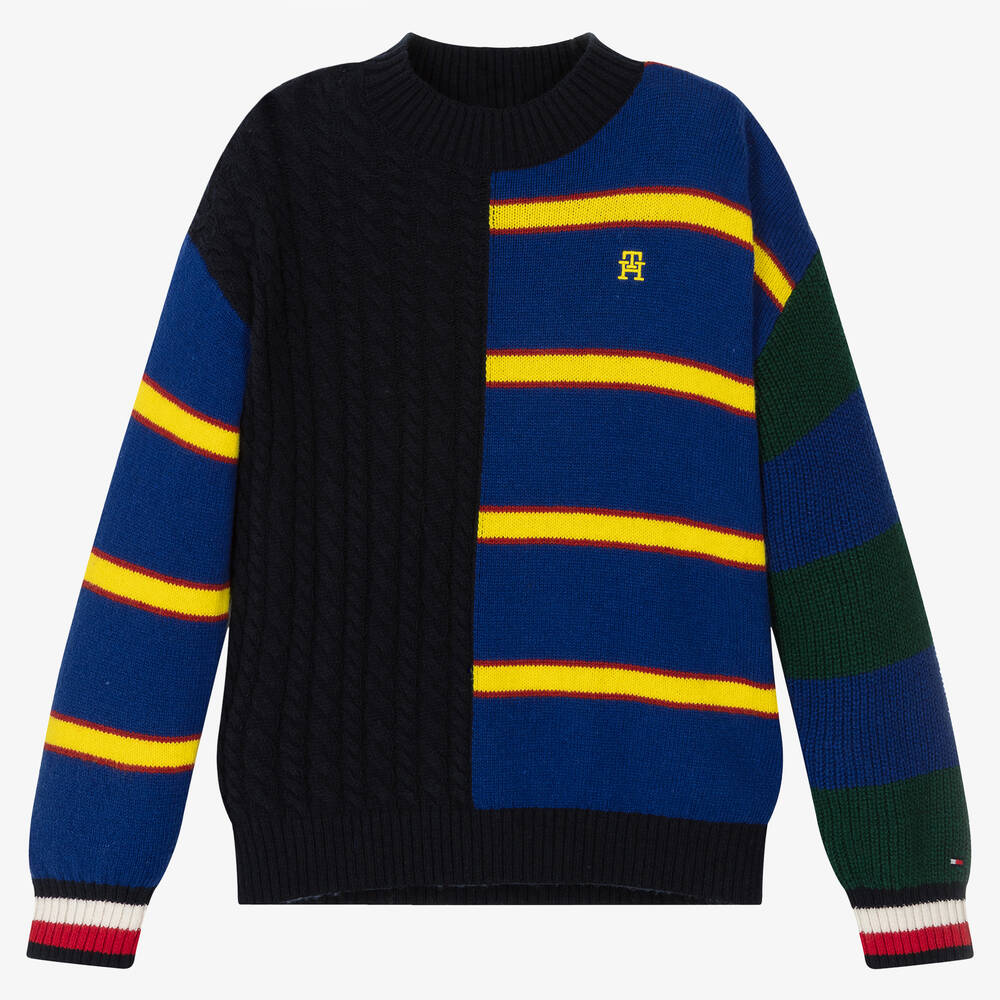 Tommy Hilfiger - Teen Boys Blue Multi-Stripe Sweater | Childrensalon