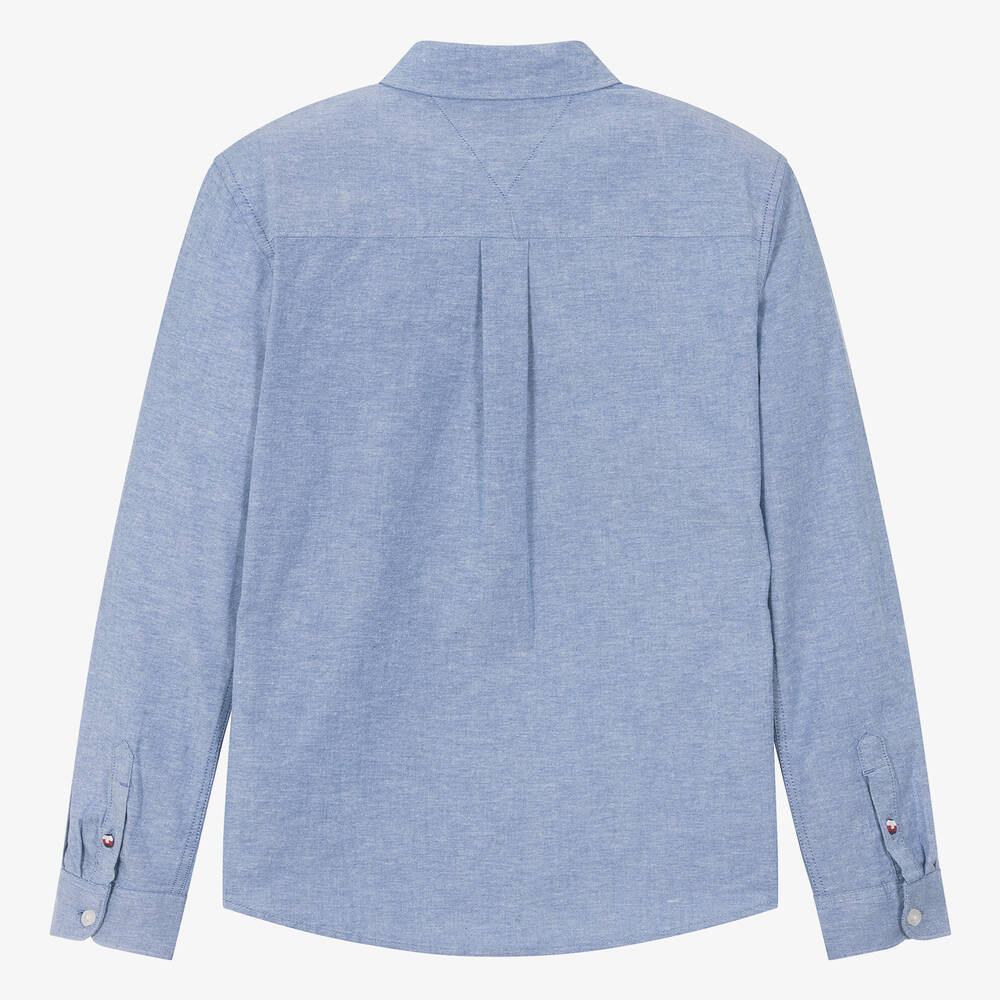Tommy Hilfiger-Teen Boys Blue Oxford Cotton Shirt | Childrensalon Outlet