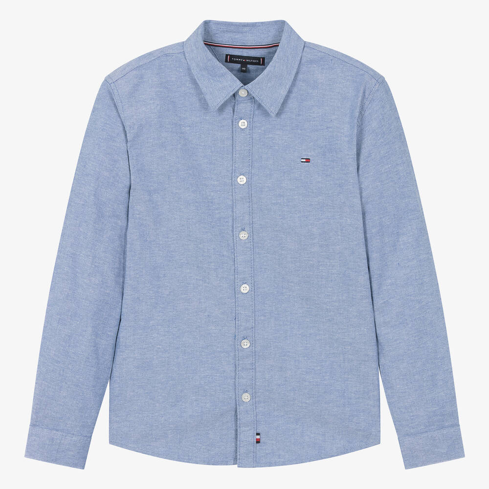 Tommy Hilfiger-Teen Boys Blue Oxford Cotton Shirt | Childrensalon Outlet
