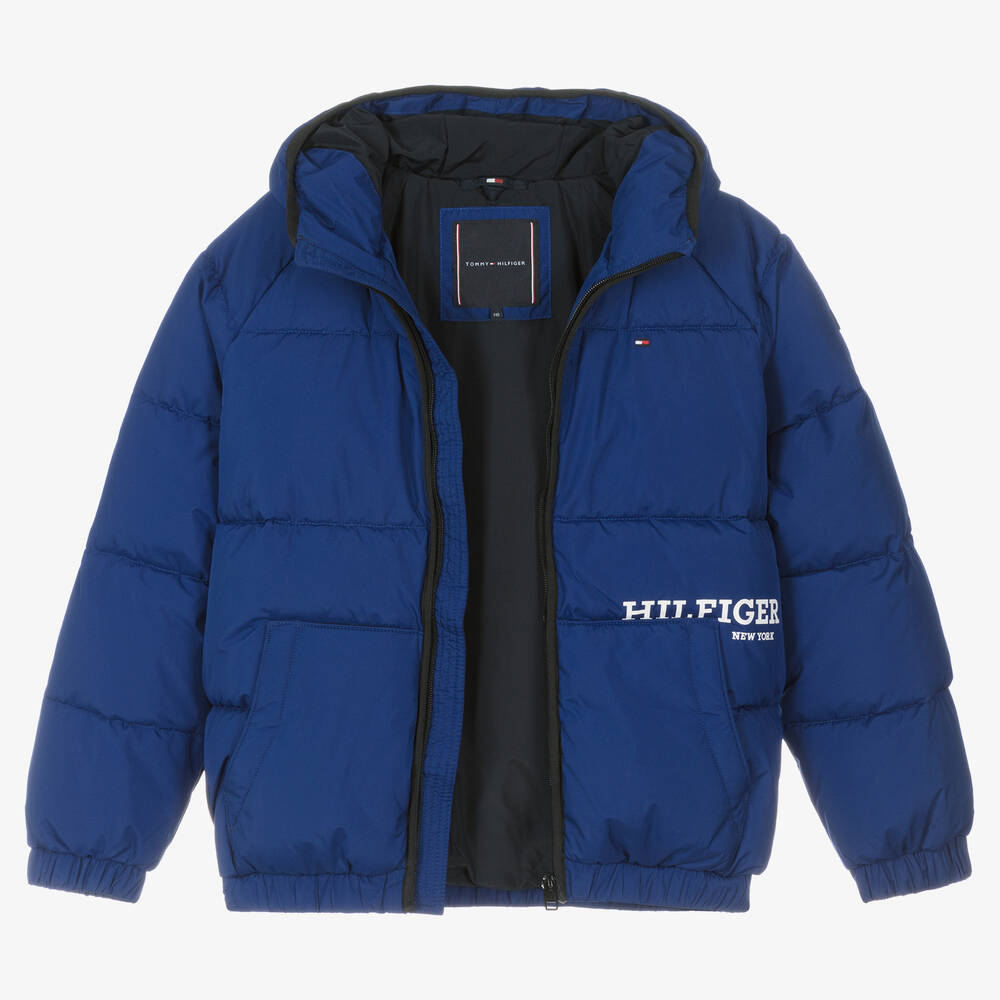 Tommy Hilfiger-Teen Boys Blue Puffer Jacket | Childrensalon Outlet
