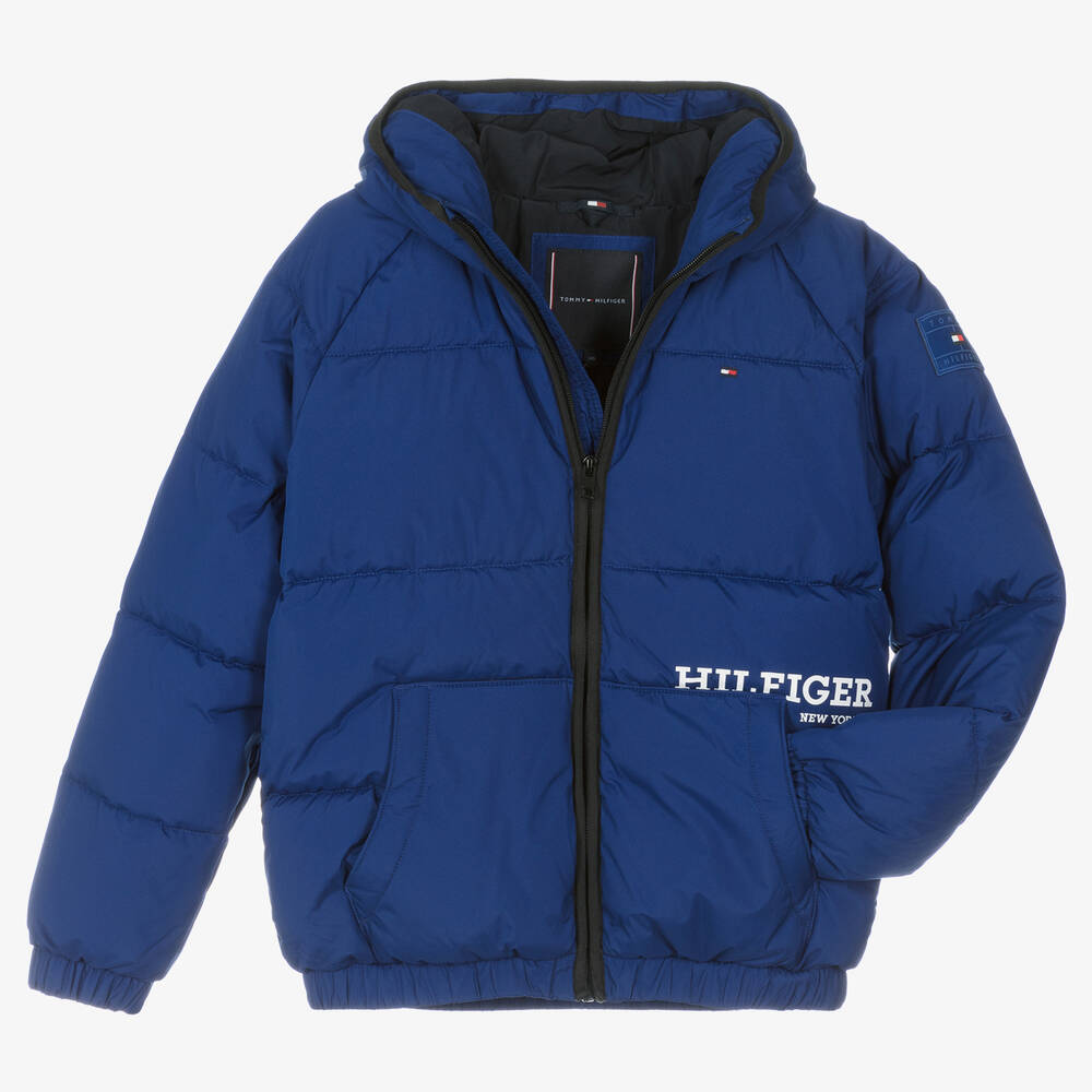 Tommy Hilfiger-Teen Boys Blue Puffer Jacket | Childrensalon Outlet