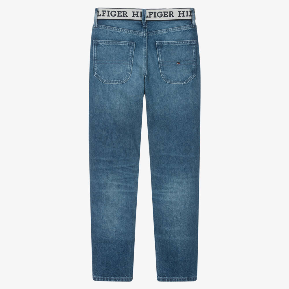 Tommy Hilfiger-جينز ستريت فيت تينز ولادي قطن دنيم لون أزرق | Childrensalon Outlet