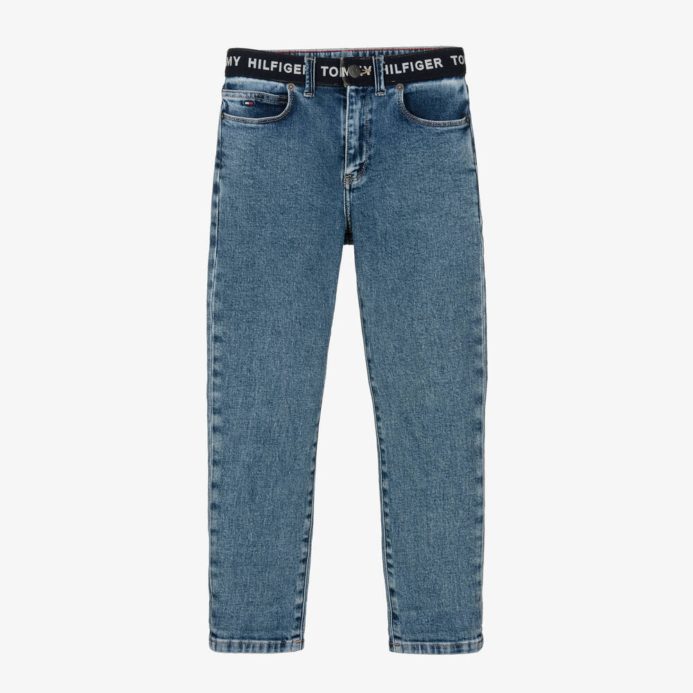 Tommy Hilfiger - Teen Boys Blue Straight Fit Logo Jeans | Childrensalon