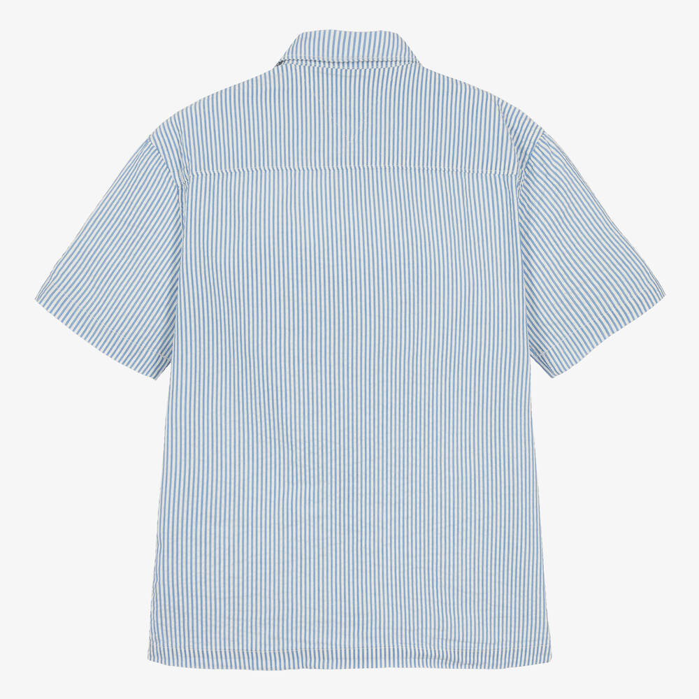 Tommy Hilfiger-Teen Boys Blue Striped Seersucker Shirt | Childrensalon Outlet