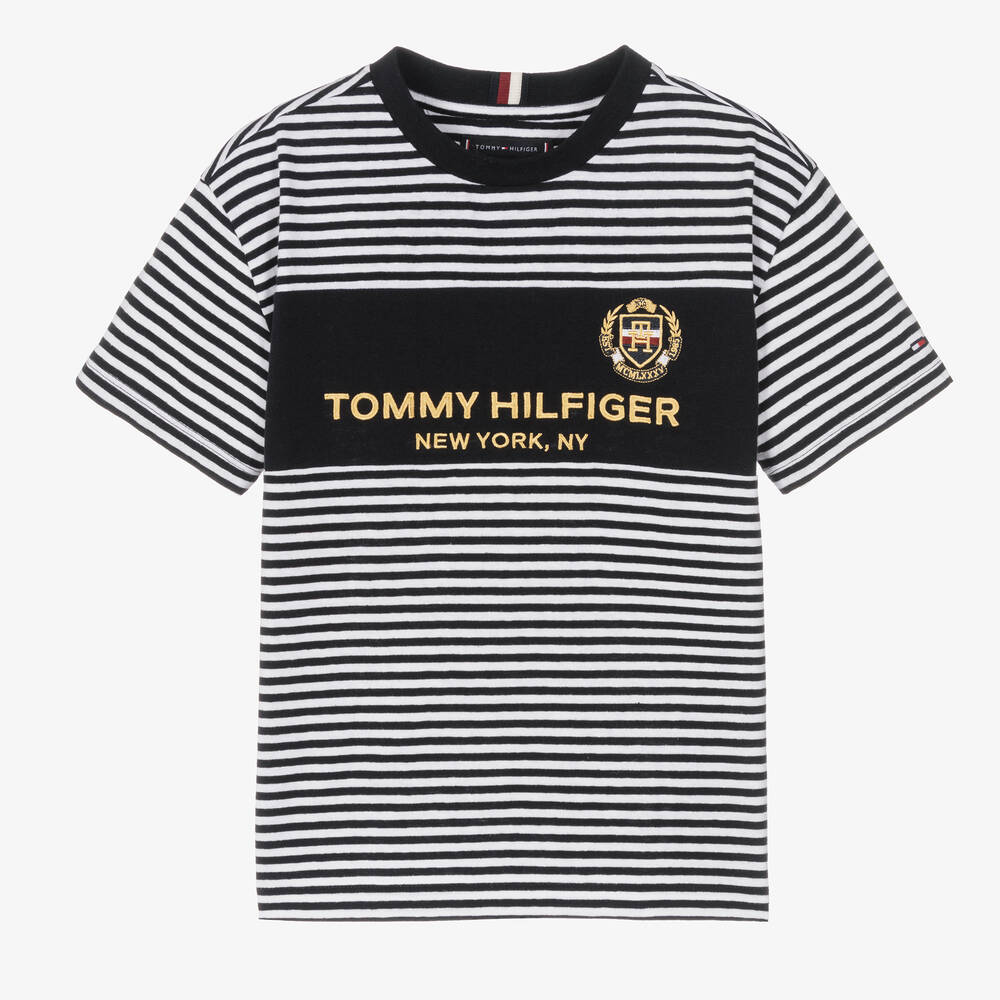 Teen Boys Blue White Striped T Shirt