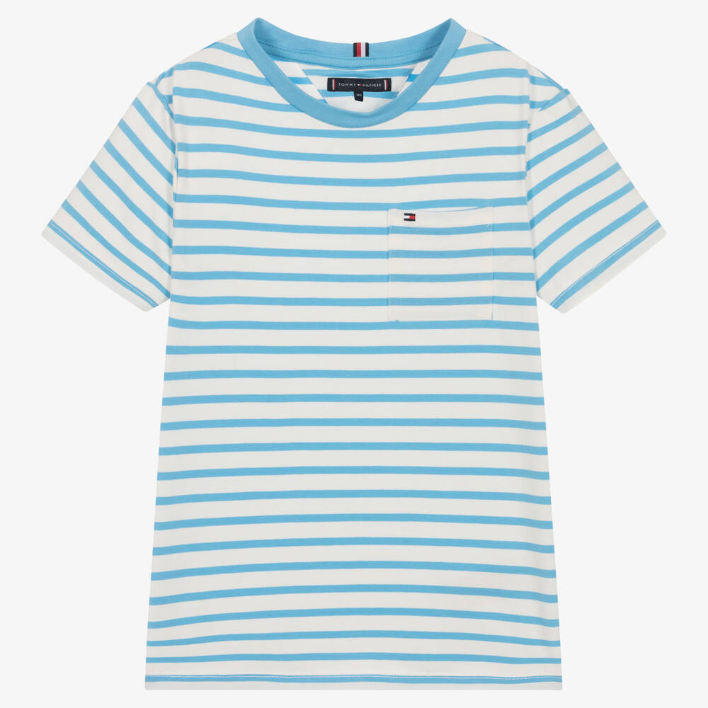 Tommy Hilfiger - T-shirt bleu et blanc rayé ado | Childrensalon