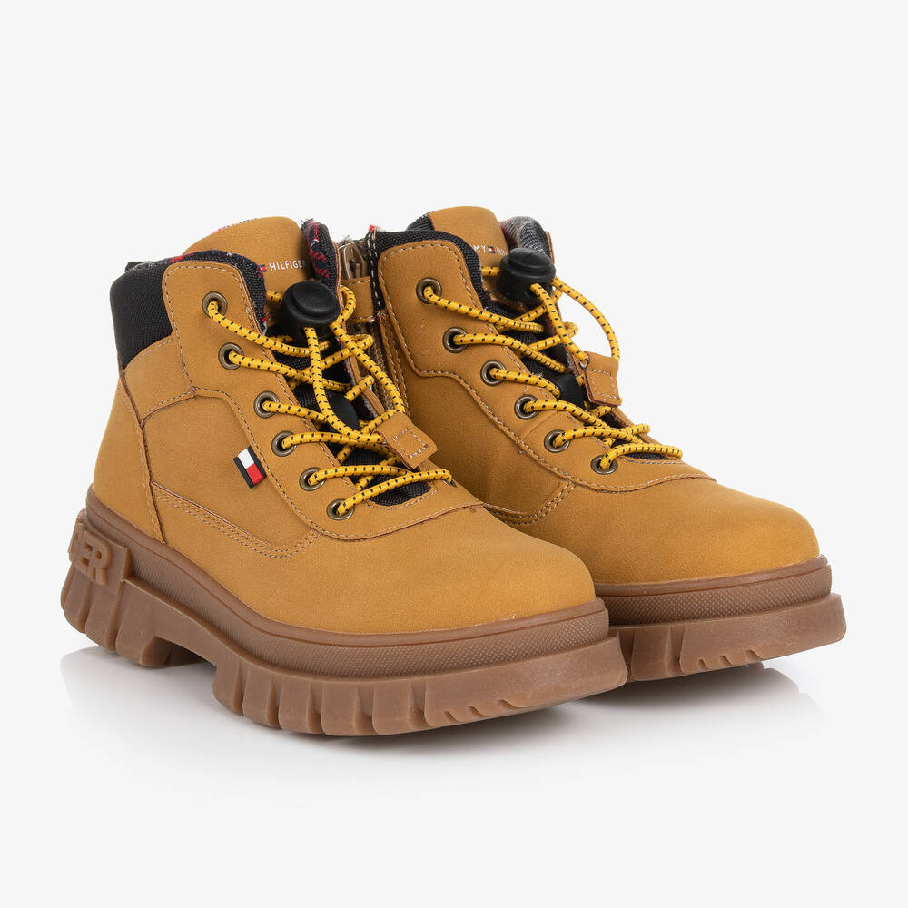 Tommy Hilfiger-Teen Boys Brown Faux Suede Leather Boots | Childrensalon Outlet