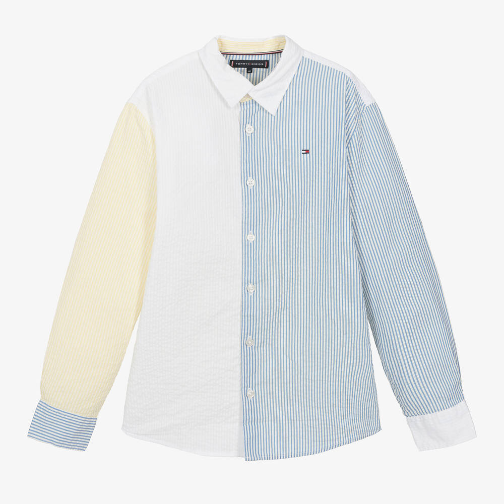 Tommy Hilfiger-Teen Boys Colourblock Striped Cotton Shirt | Childrensalon Outlet