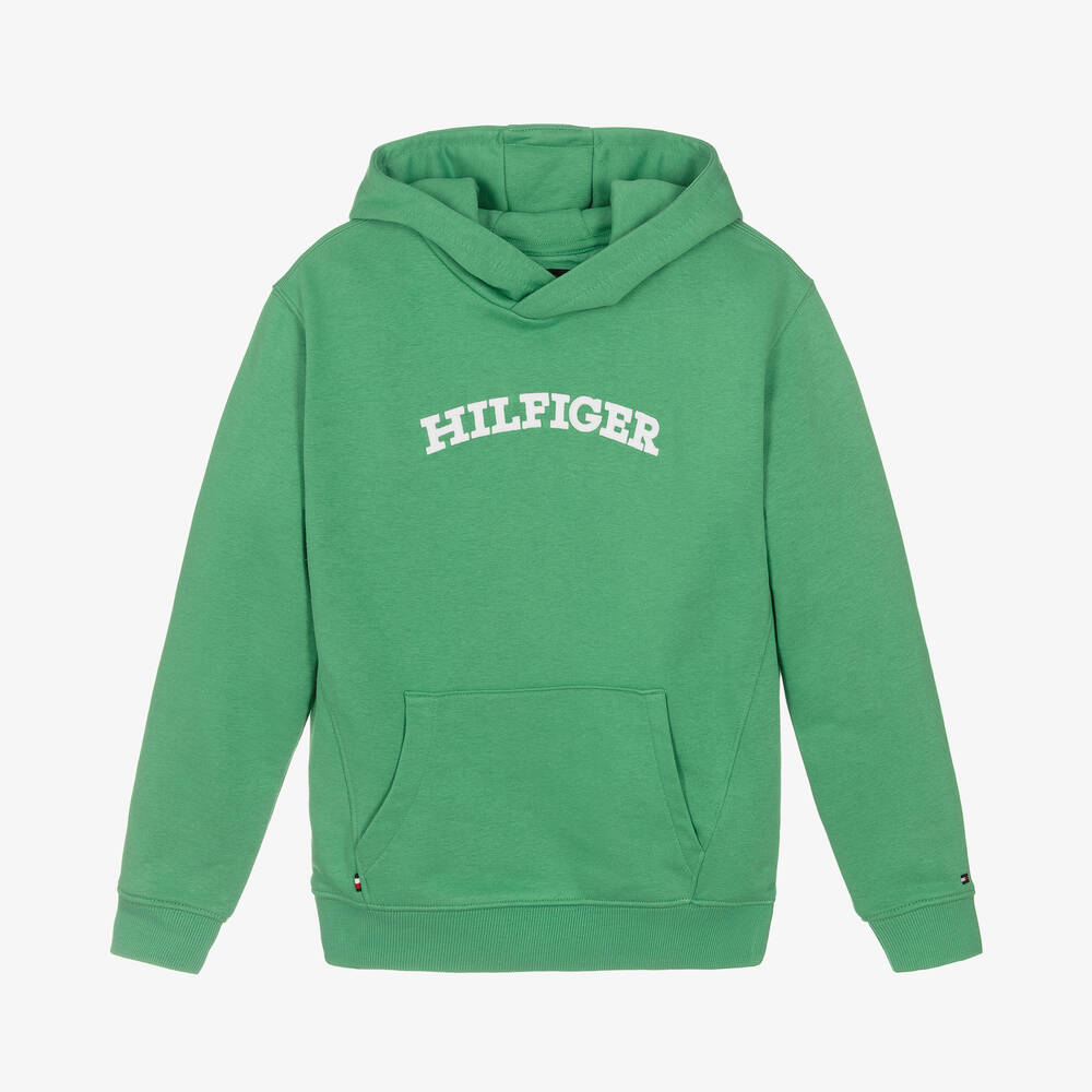 Tommy Hilfiger - Sweat à capuche vert en coton ado garçon | Childrensalon