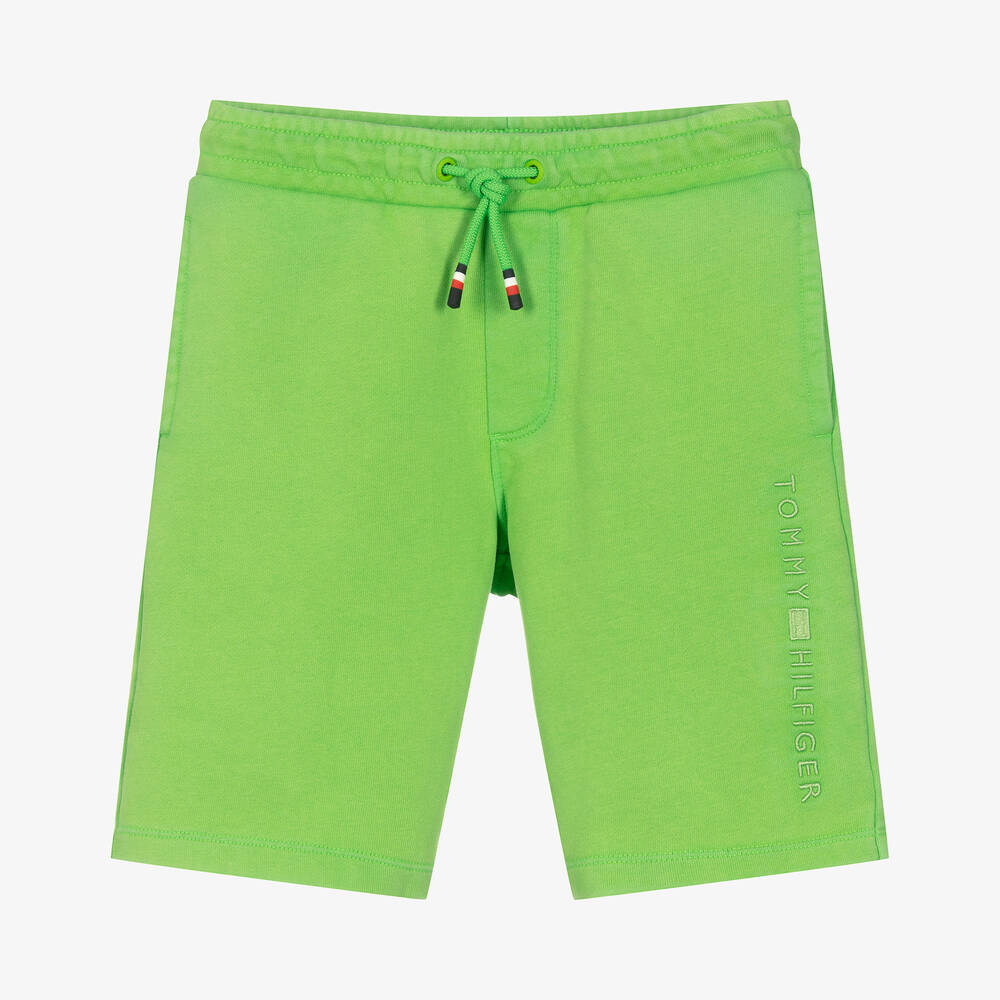 Tommy Hilfiger - Teen Boys Green Cotton Logo Shorts | Childrensalon