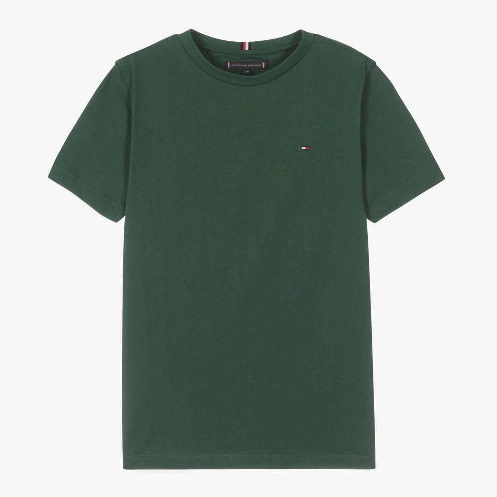 Tommy Hilfiger - Зеленая хлопковая футболка для мальчиков-подростков | Childrensalon