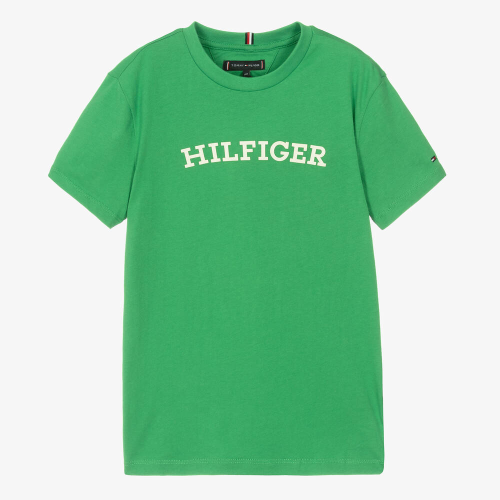 Tommy Hilfiger - Зеленая хлопковая футболка для мальчиков-подростков | Childrensalon