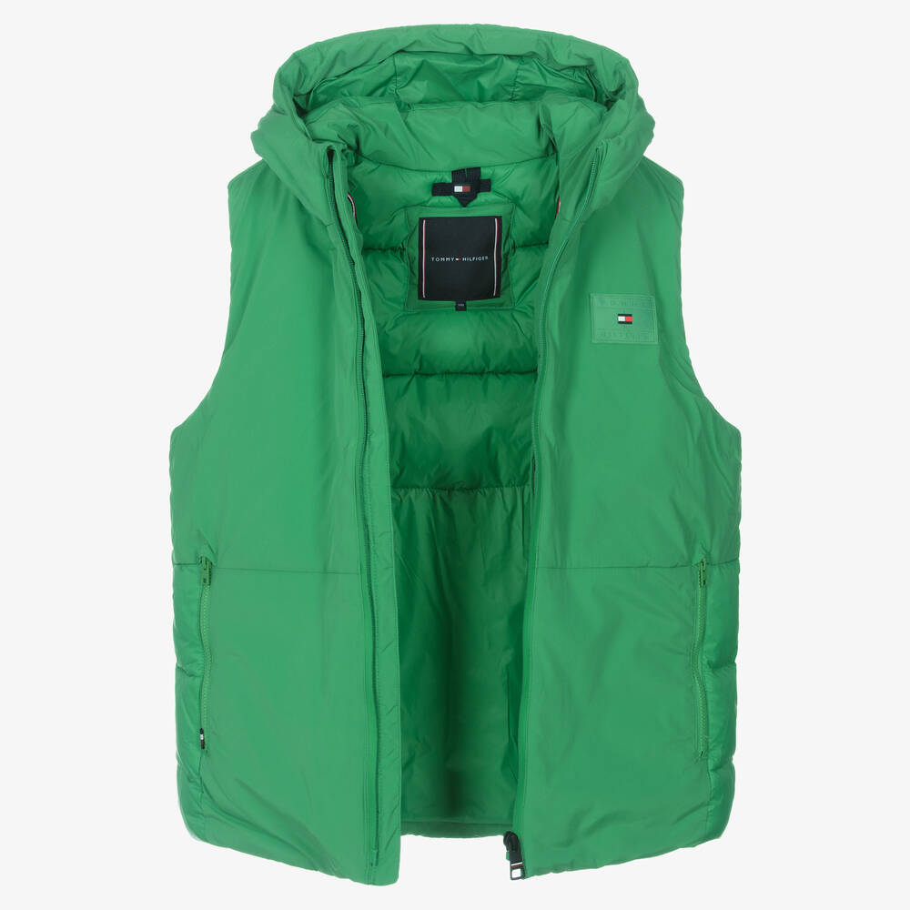Tommy Hilfiger-Зеленый пуховый жилет с нашивкой-флагом | Childrensalon Outlet