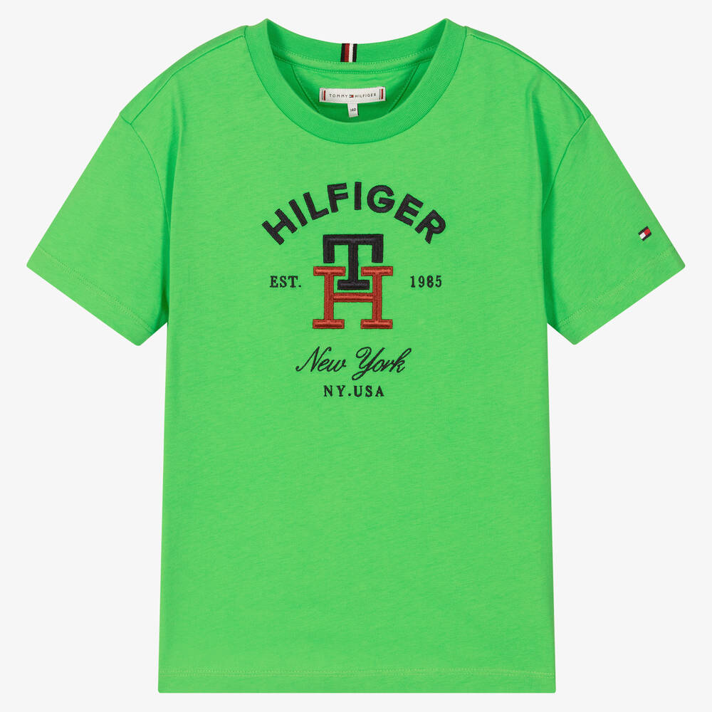 Tommy Hilfiger - Grünes Teen T-Shirt mit Monogramm | Childrensalon