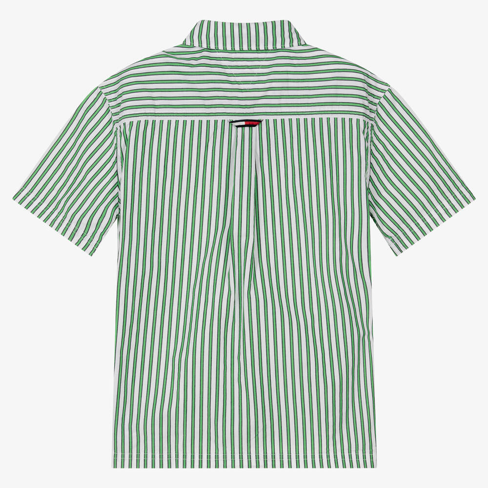 Tommy Hilfiger Teen Boys Green Stripe Logo Shirt