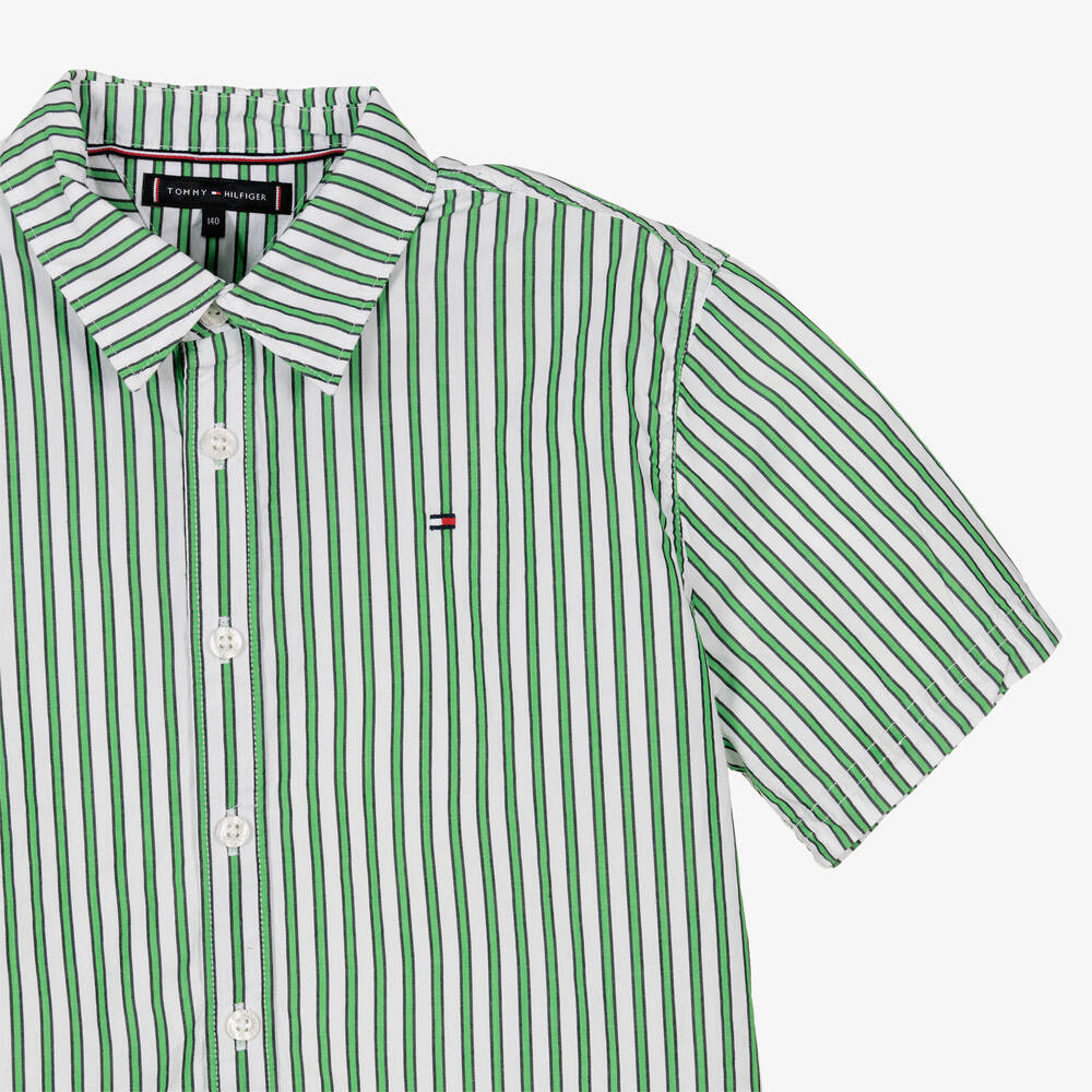 Tommy hilfiger green striped shirt new arrivals