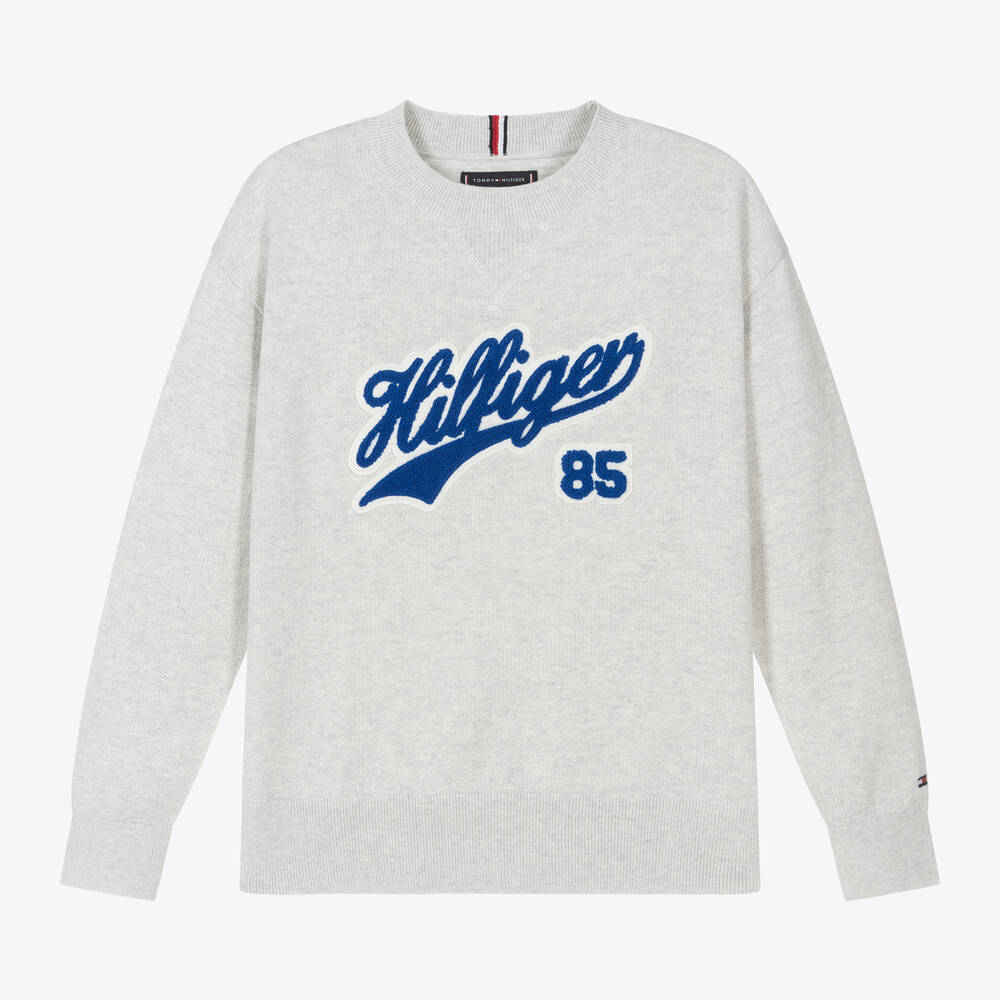 Tommy Hilfiger-Teen Boys Grey Cotton Jumper | Childrensalon Outlet