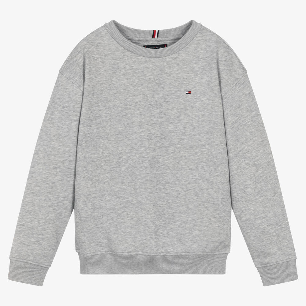 Tommy Hilfiger - Teen Boys Grey Cotton Logo Sweatshirt | Childrensalon