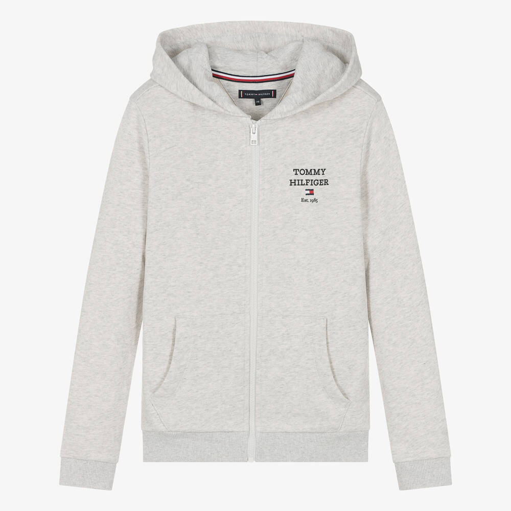 Tommy hilfiger grey zip up hoodie on sale