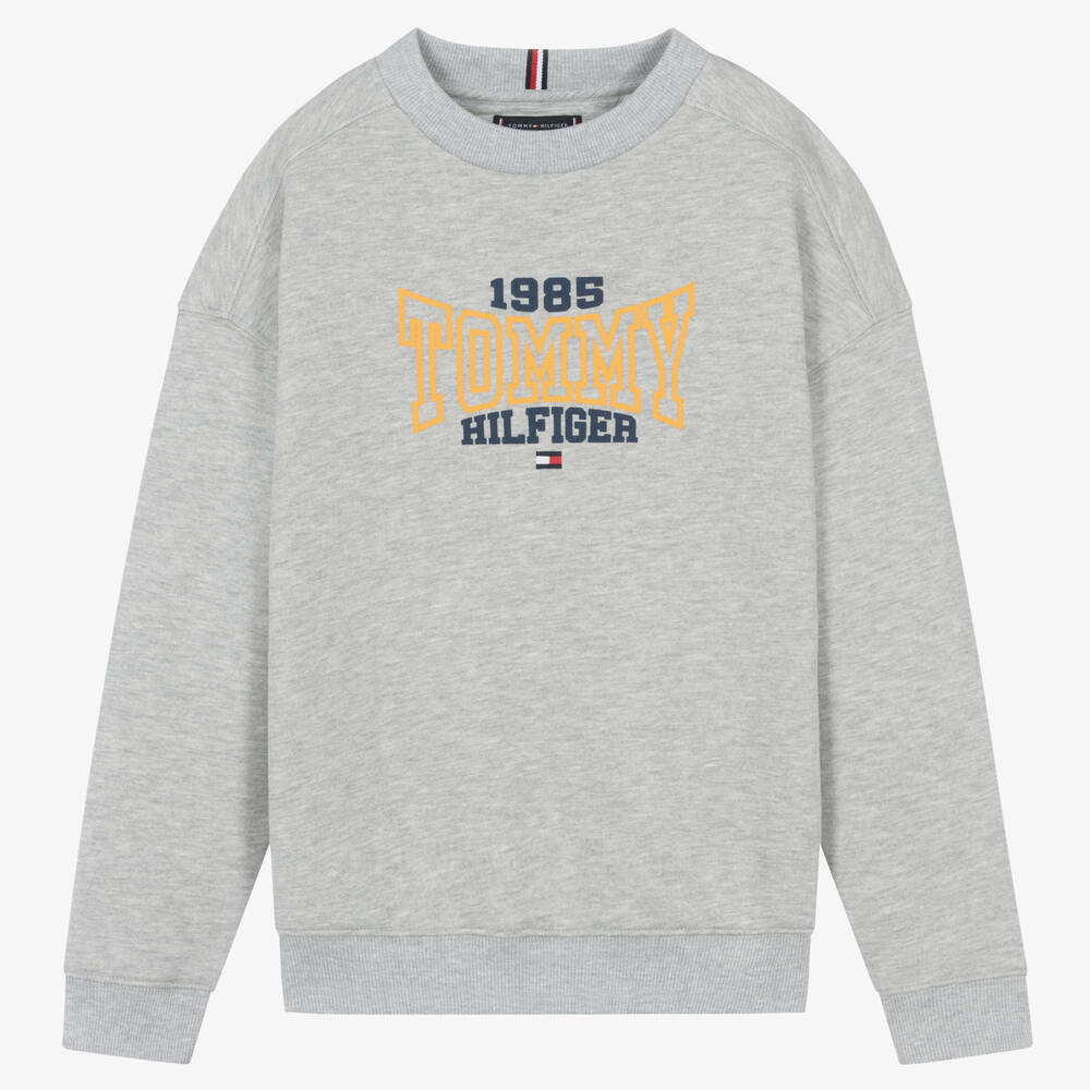 Tommy Hilfiger - Teen Boys Grey Varsity Cotton Sweatshirt | Childrensalon
