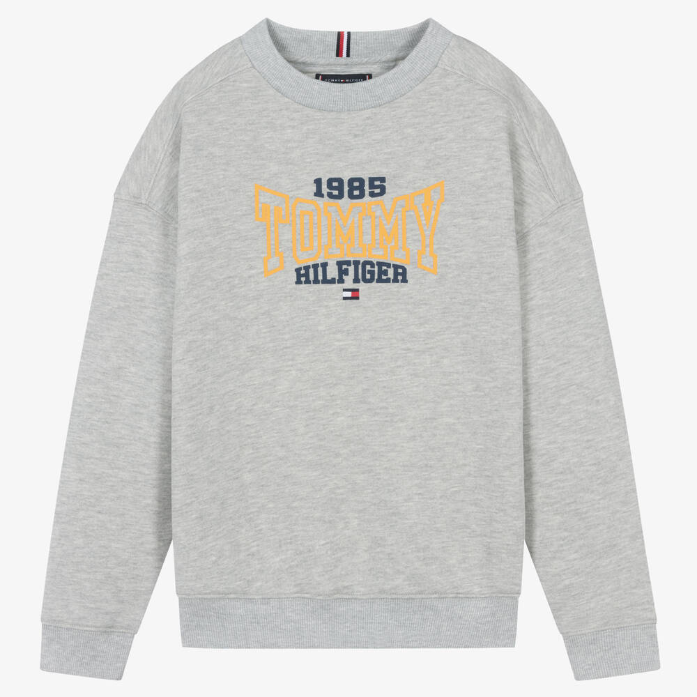 Tommy Hilfiger - Sweat universitaire gris en coton | Childrensalon