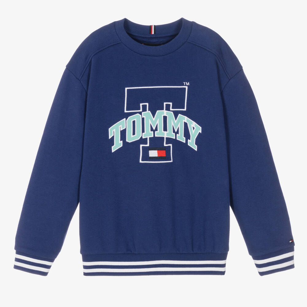 Tommy Hilfiger - سويتشيرت تينز ولادي قطن جيرسي لون أزرق نيلي | Childrensalon