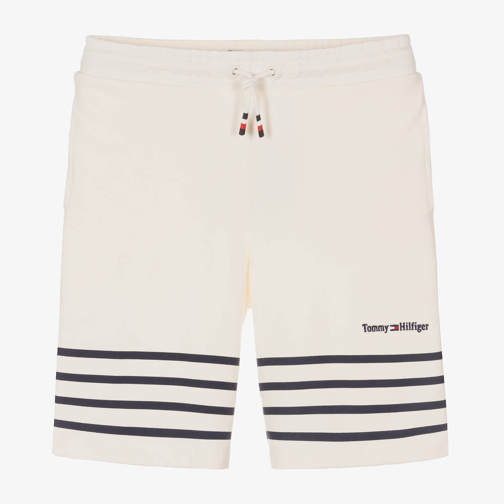 Tommy Hilfiger - Teen Boys Ivory & Blue Stripe Shorts | Childrensalon