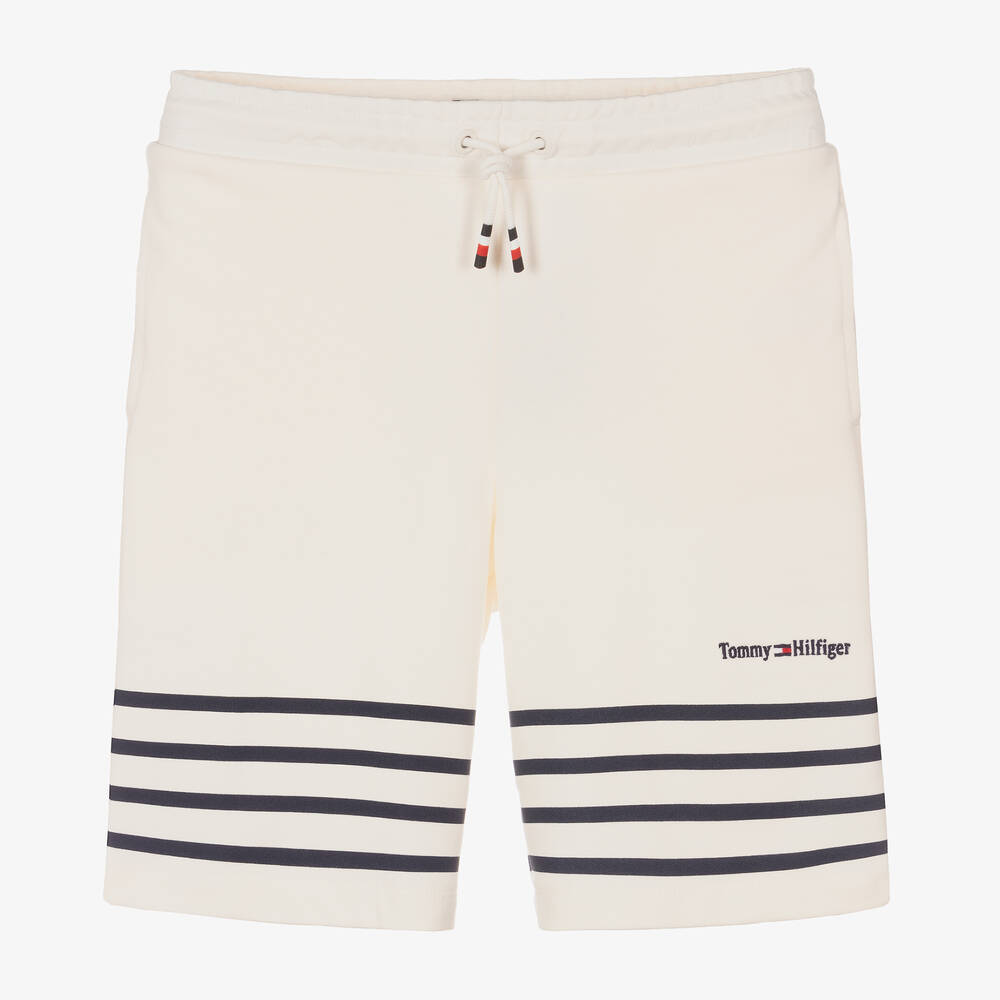 Tommy Hilfiger-Teen Boys Ivory & Blue Stripe Shorts | Childrensalon Outlet