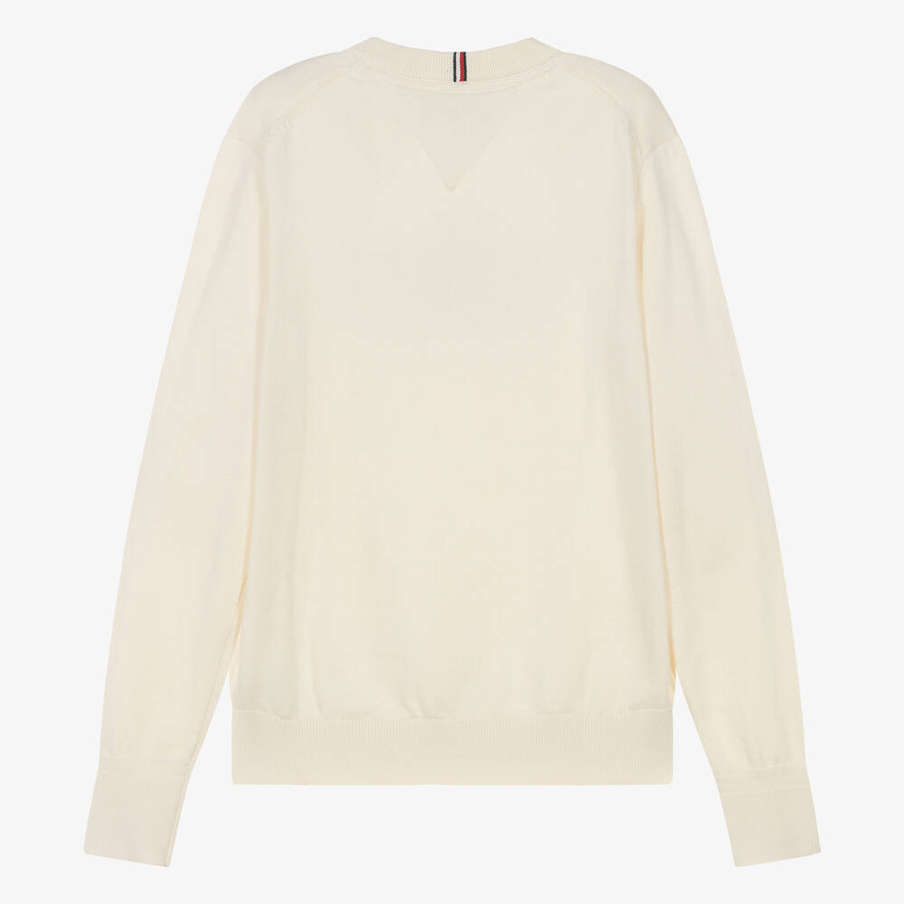 Tommy Hilfiger-Teen Boys Ivory Cotton Knit Sweater | Childrensalon Outlet