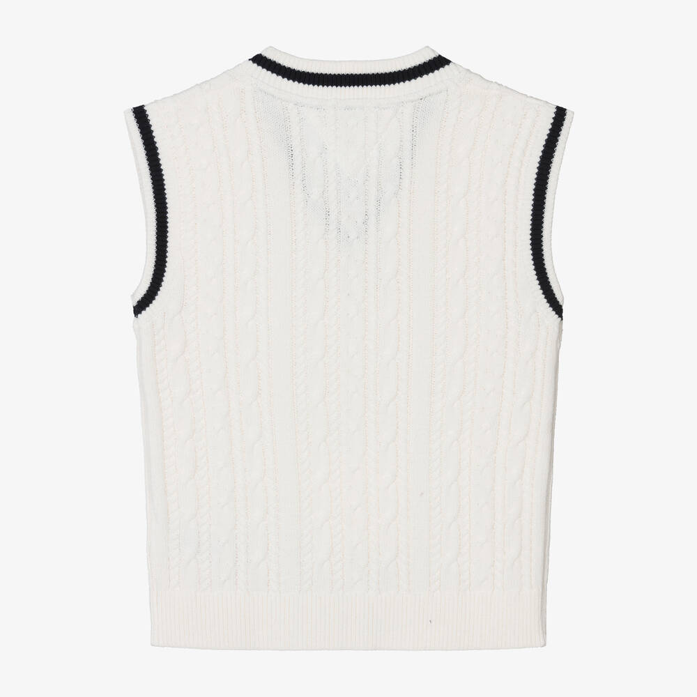 Tommy Hilfiger Teen Boys Ivory Cotton Knit Sweater Vest Childrensalon Outlet