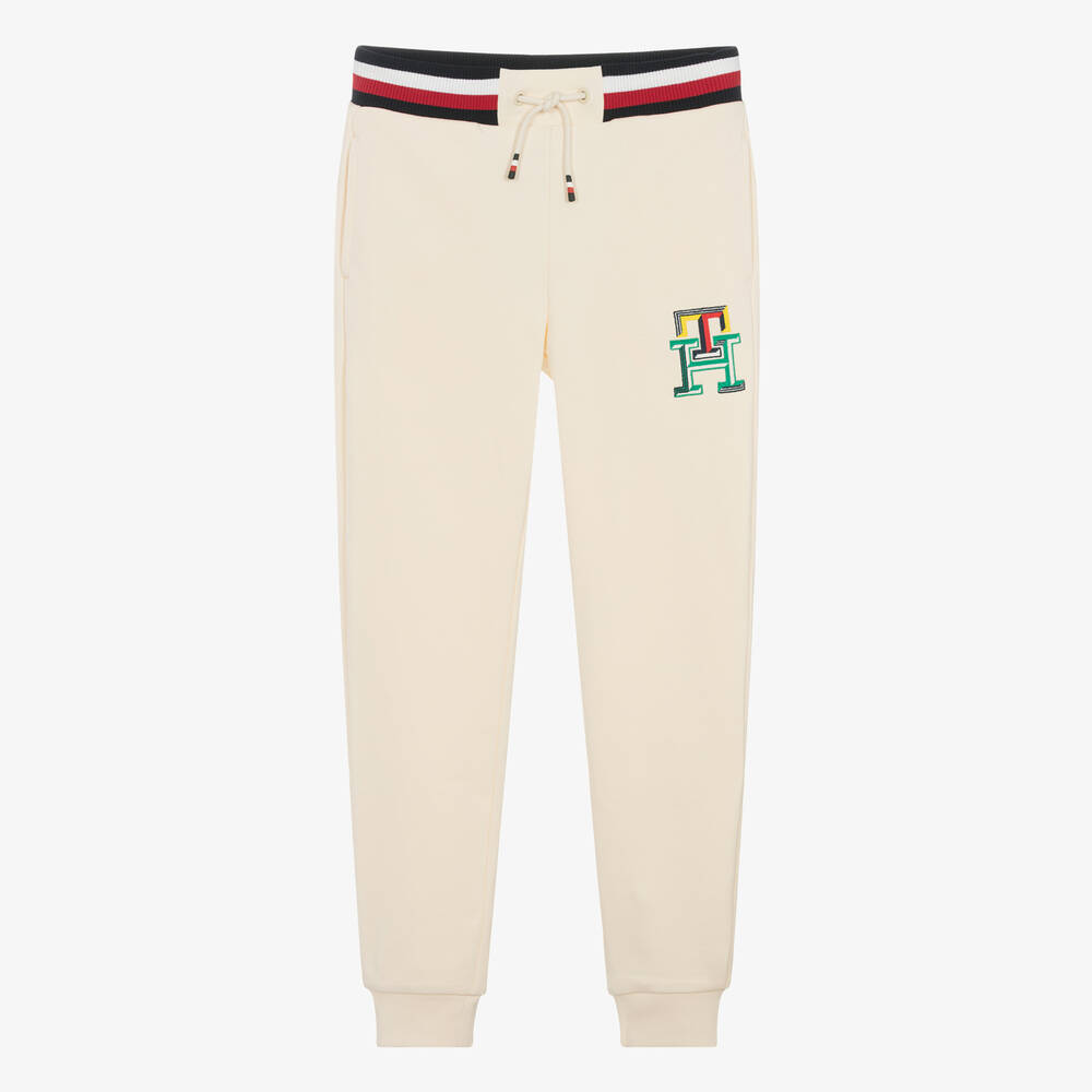 Tommy Hilfiger-Teen Boys Ivory Cotton Monogram Joggers | Childrensalon Outlet