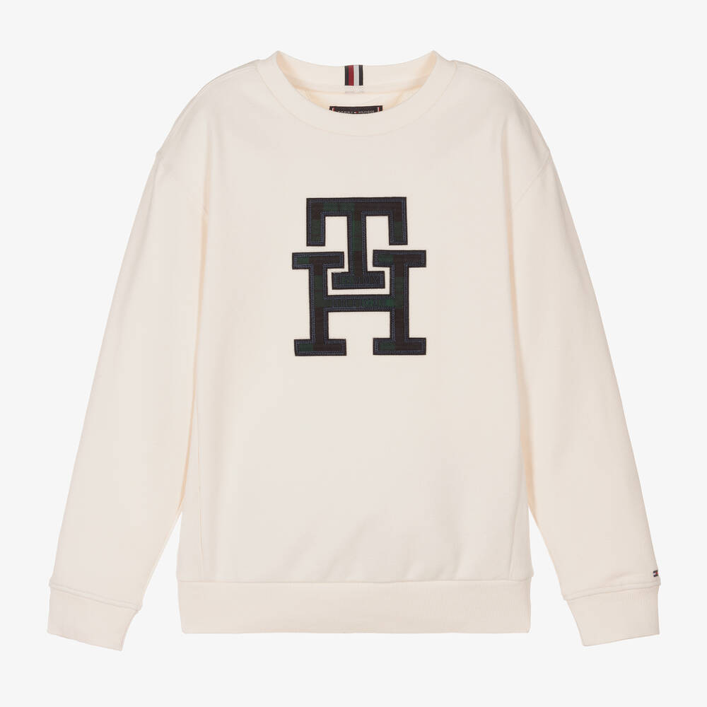 Tommy Hilfiger - Teen Boys Ivory Monogram Sweatshirt | Childrensalon