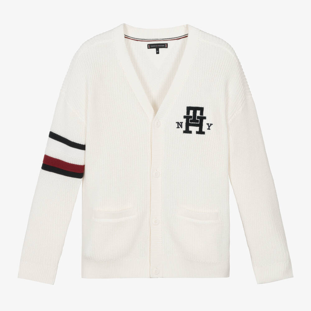 Tommy Hilfiger - Cardigan universitaire ivoire ado | Childrensalon