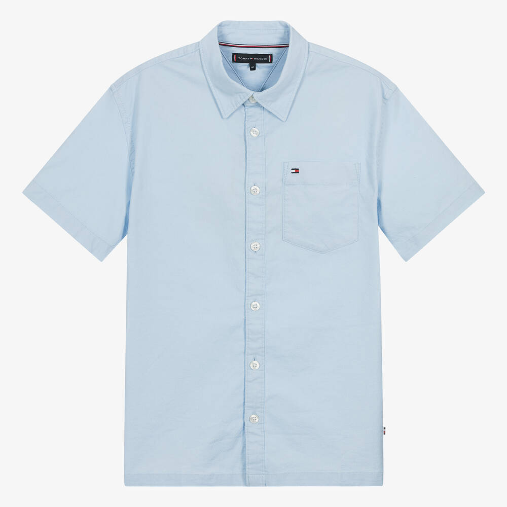 Tommy Hilfiger-Teen Boys Light Blue Oxford Cotton Shirt | Childrensalon Outlet