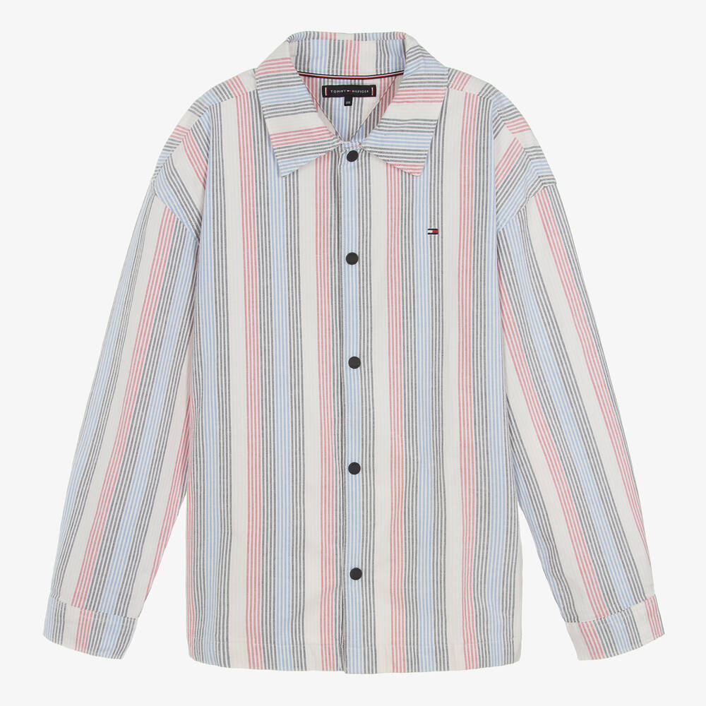 Tommy Hilfiger-Teen Boys Multi-Stripe Oxford Cotton Shirt | Childrensalon Outlet