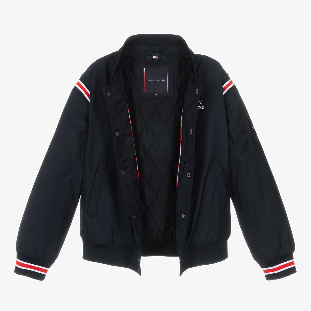 Tommy Hilfiger-Teen Boys Navy Blue Bomber Jacket | Childrensalon Outlet