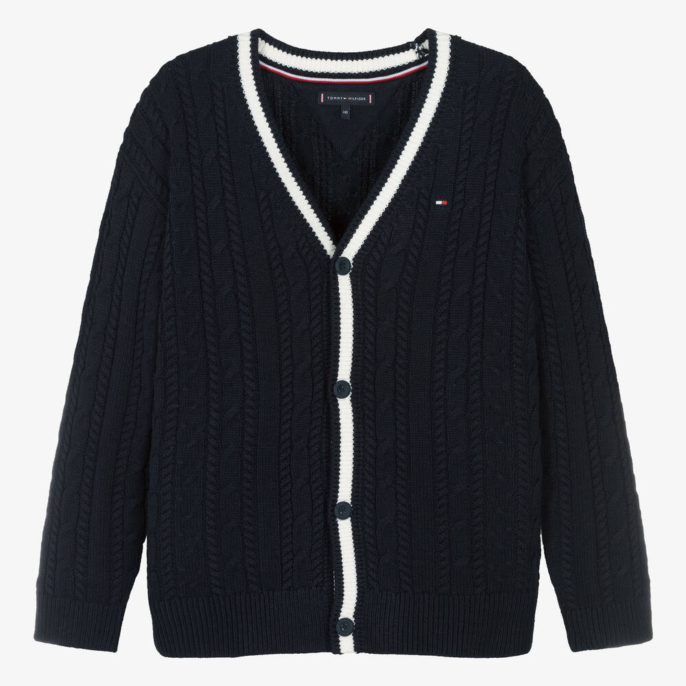 Tommy Hilfiger - Cardigan bleu marine torsadé ado | Childrensalon