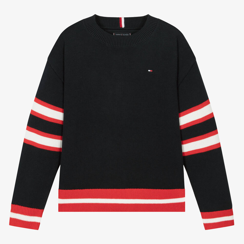 Tommy Hilfiger-Teen Boys Navy Blue Cotton Jumper | Childrensalon Outlet