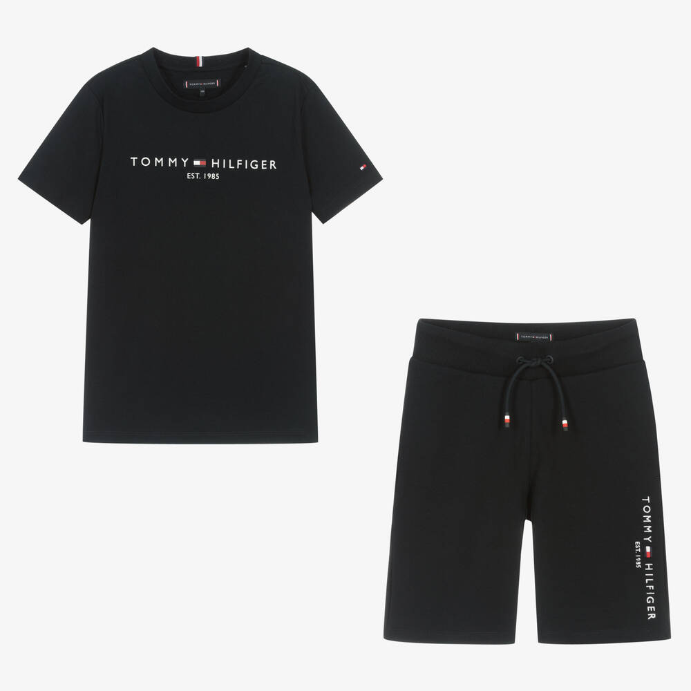 Tommy Hilfiger - Navyblaues Baumwolltop & Shorts Set | Childrensalon