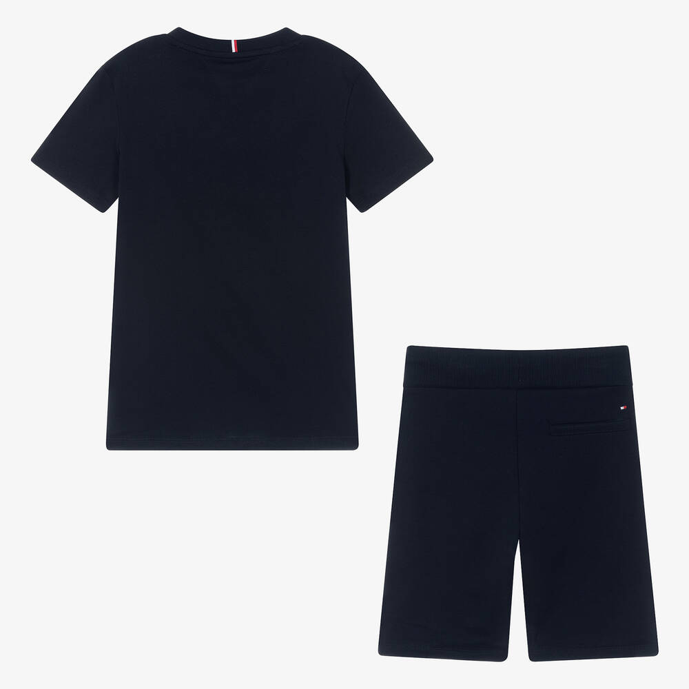 Tommy Hilfiger-Teen Boys Navy Blue Cotton Shorts Set | Childrensalon Outlet