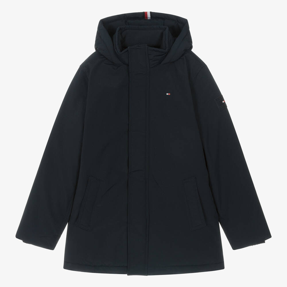 Tommy Hilfiger - Teen Boys Navy Blue Hooded Coat | Childrensalon