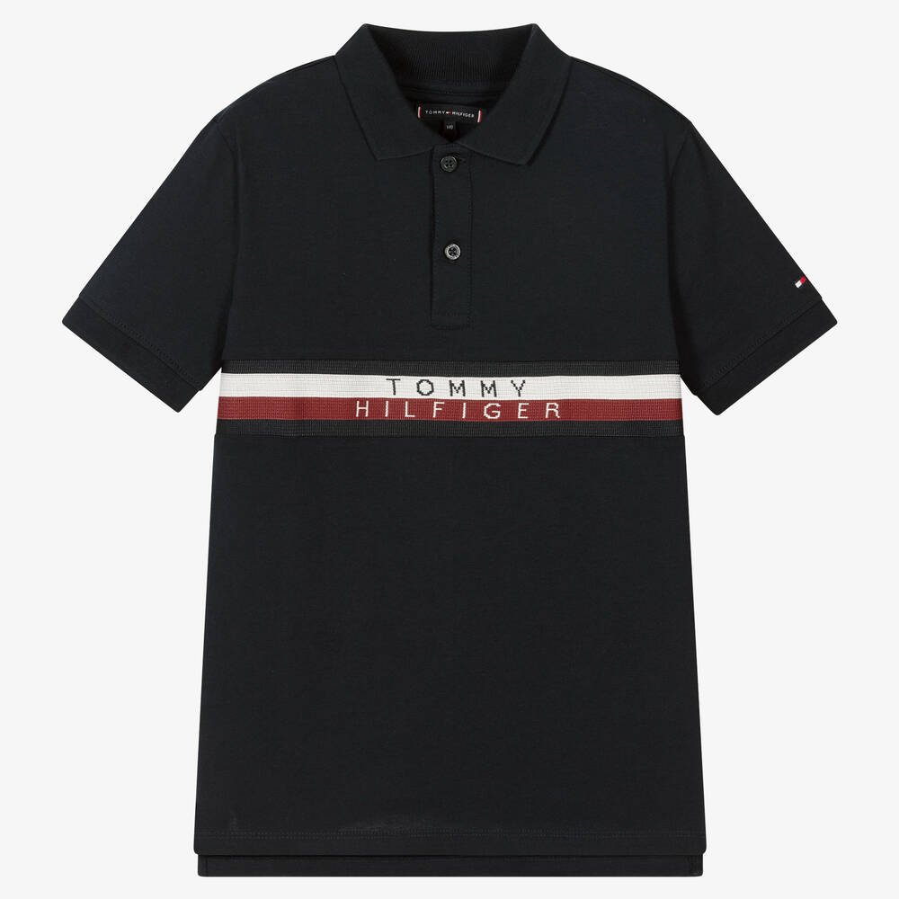 Tommy Hilfiger Teen Boys Navy Blue Jersey Logo Polo Shirt
