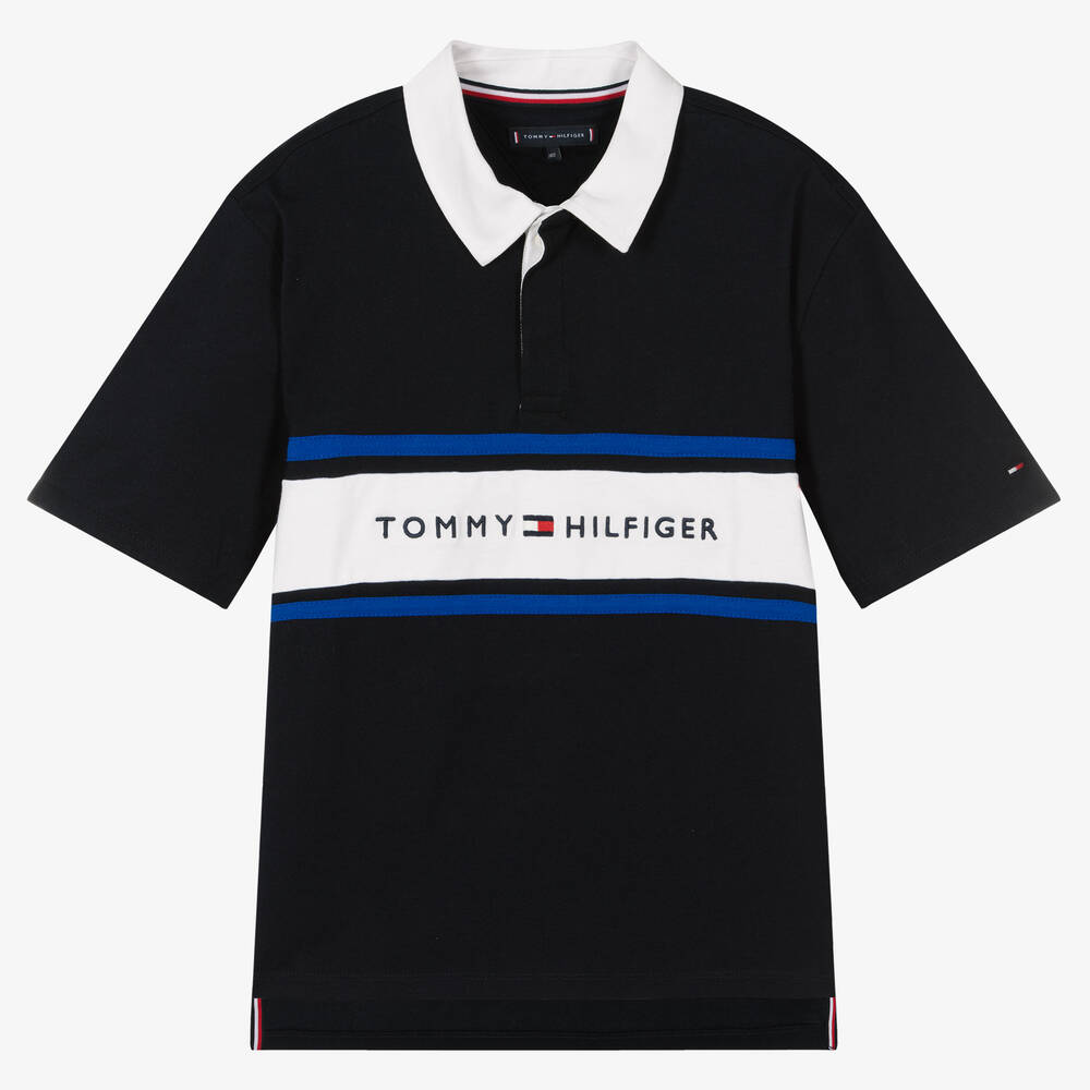 Tommy Hilfiger - Polo bleu en jersey ado garçon | Childrensalon