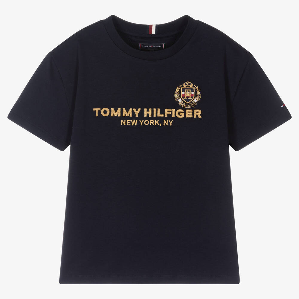 Tommy Hilfiger - Teen Boys Navy Blue NY Crest T-Shirt | Childrensalon