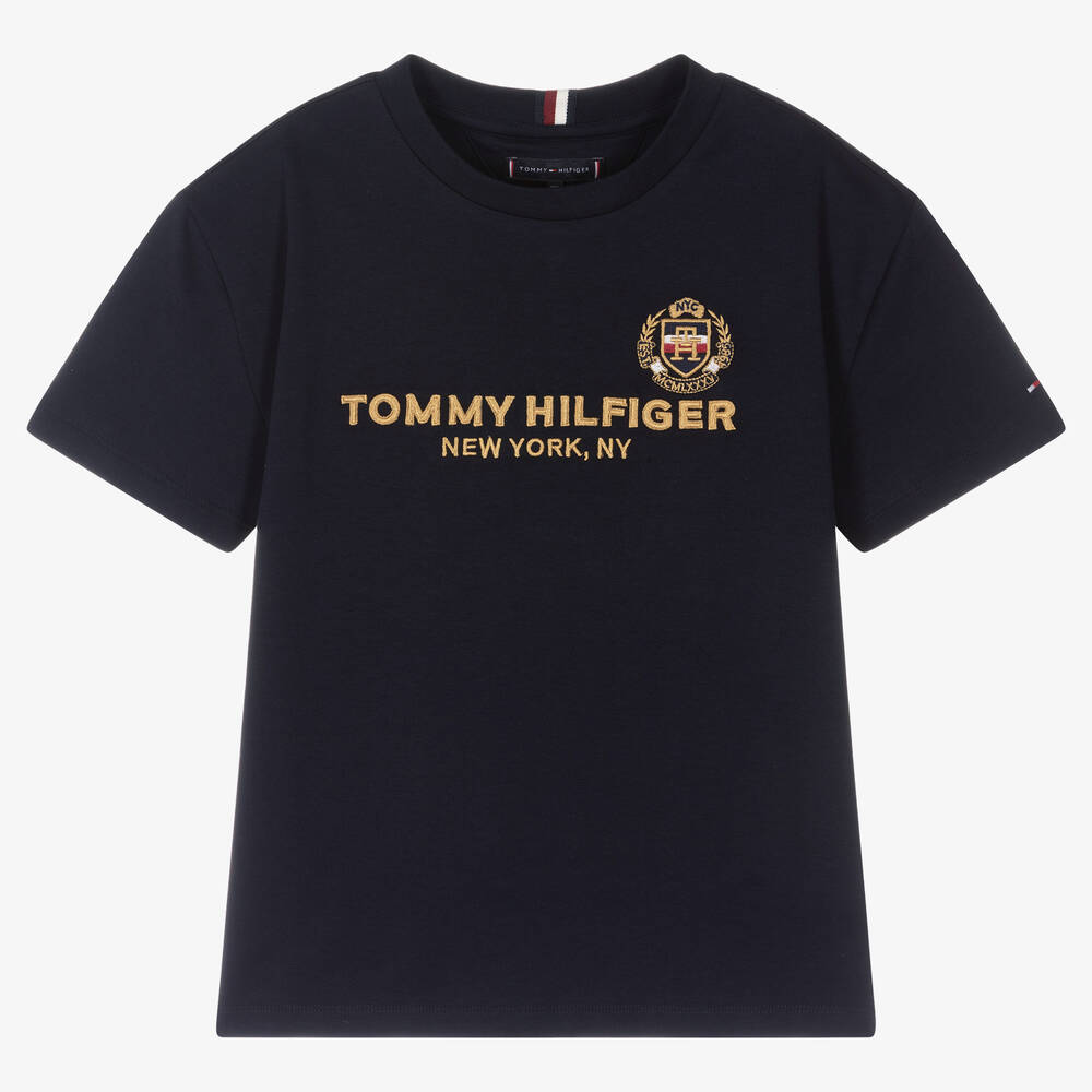 Tommy Hilfiger - تيشيرت تينز ولادي قطن لون كحلي | Childrensalon