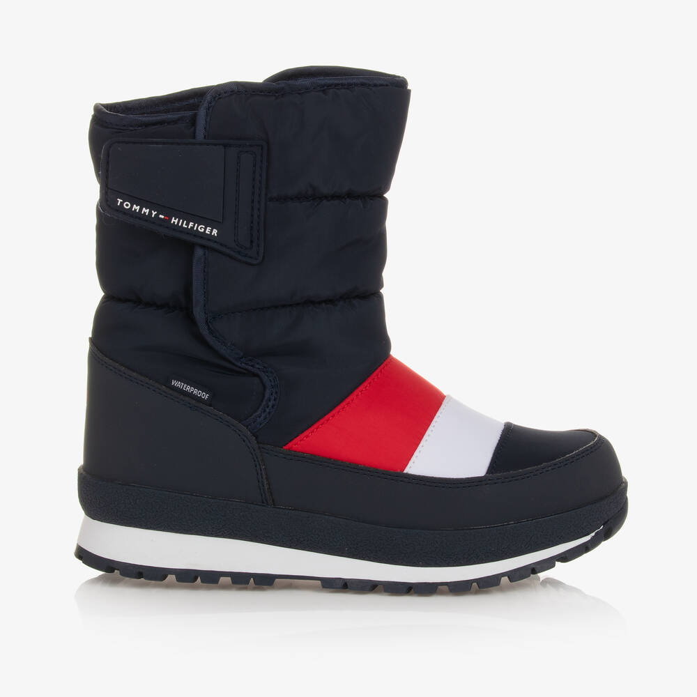 Tommy Hilfiger Teen Boys Navy Blue Red Snow Boots