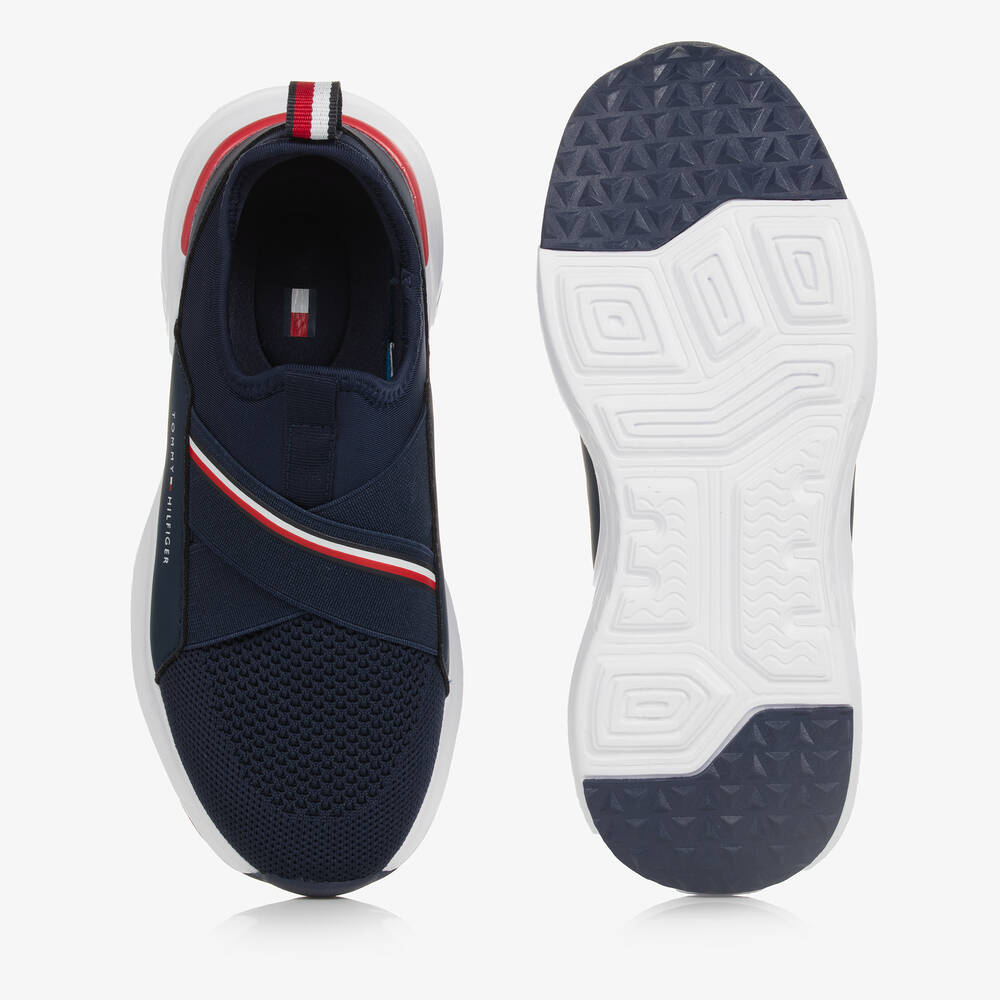 Tommy Hilfiger-ترينرز سهل الانتعال قماش وجلد صناعي لون كحلي | Childrensalon Outlet