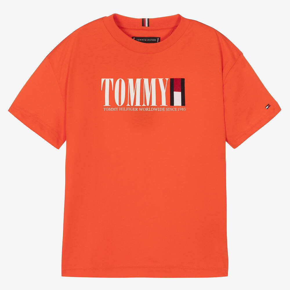 Tommy Hilfiger - Teen Boys Orange Logo T-Shirt | Childrensalon