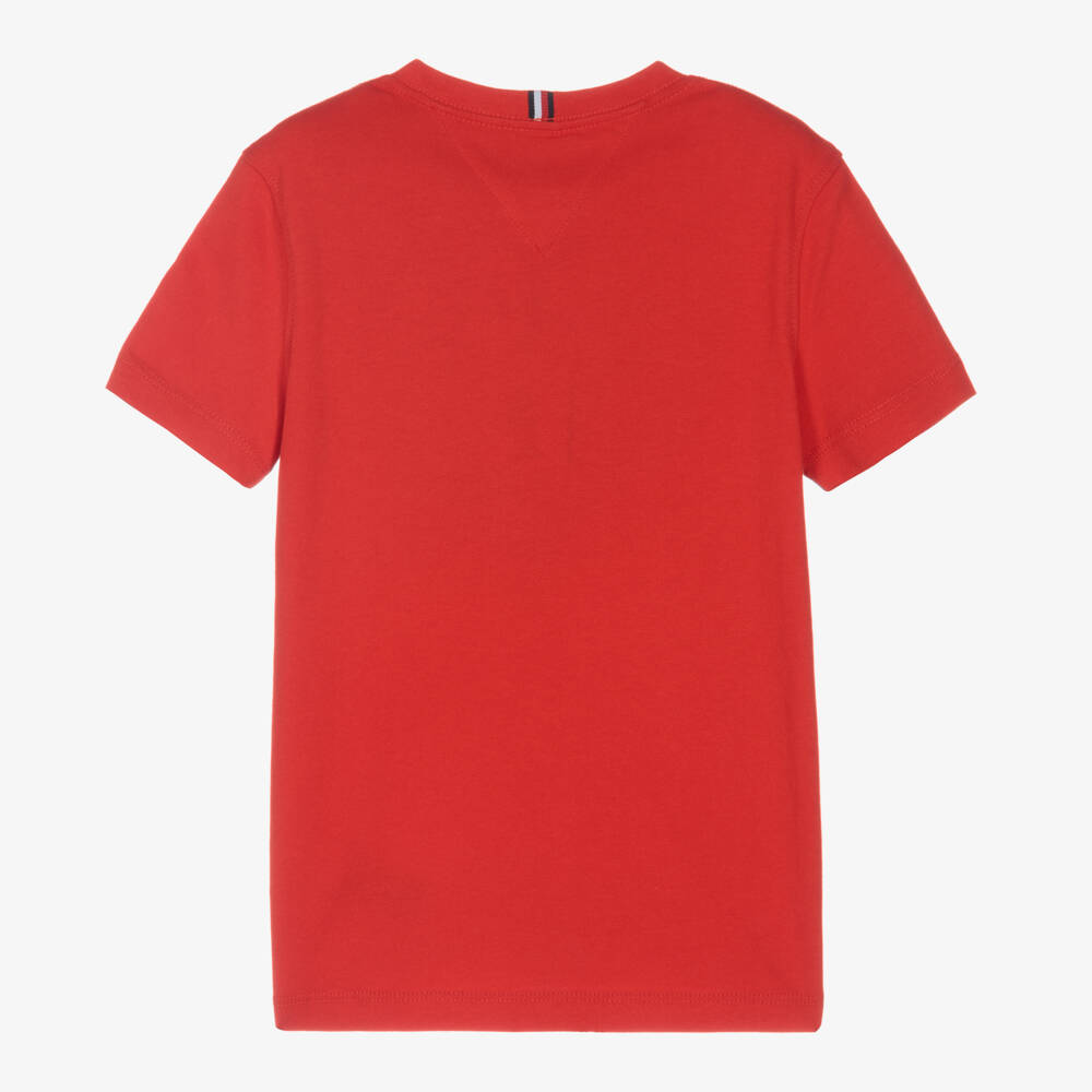 Tommy Hilfiger-Teen Boys Red Cotton T-Shirt With Flag Logo | Childrensalon Outlet