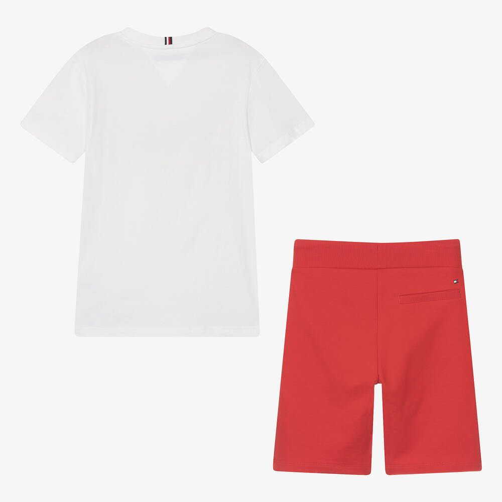 Tommy Hilfiger-Teen Boys Red & White Cotton Shorts Set | Childrensalon Outlet